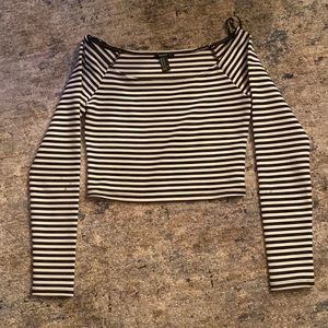 Forever 21 Black & White Off The Shoulder Crop Top
